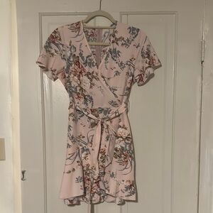 Floral Wrap Dress in Pink